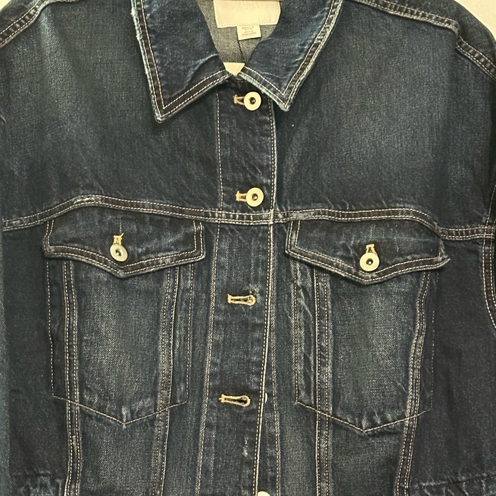 ZARA Oversized Casual Lightweight Blue Denim Jean Jacket Medium - Picture 3 of 14